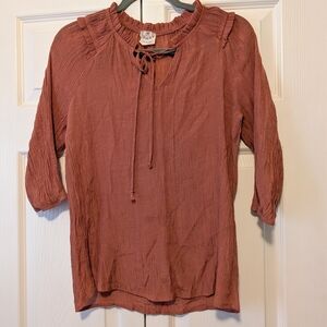 Elegant Ruffled Blouse in Earthy Brown